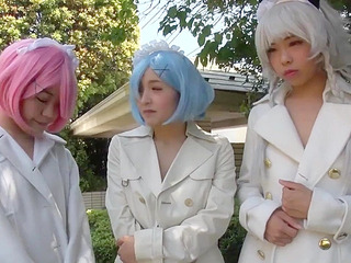 Fucking hot Nippon threesome with lesbian milfs and teen cosplay XXX